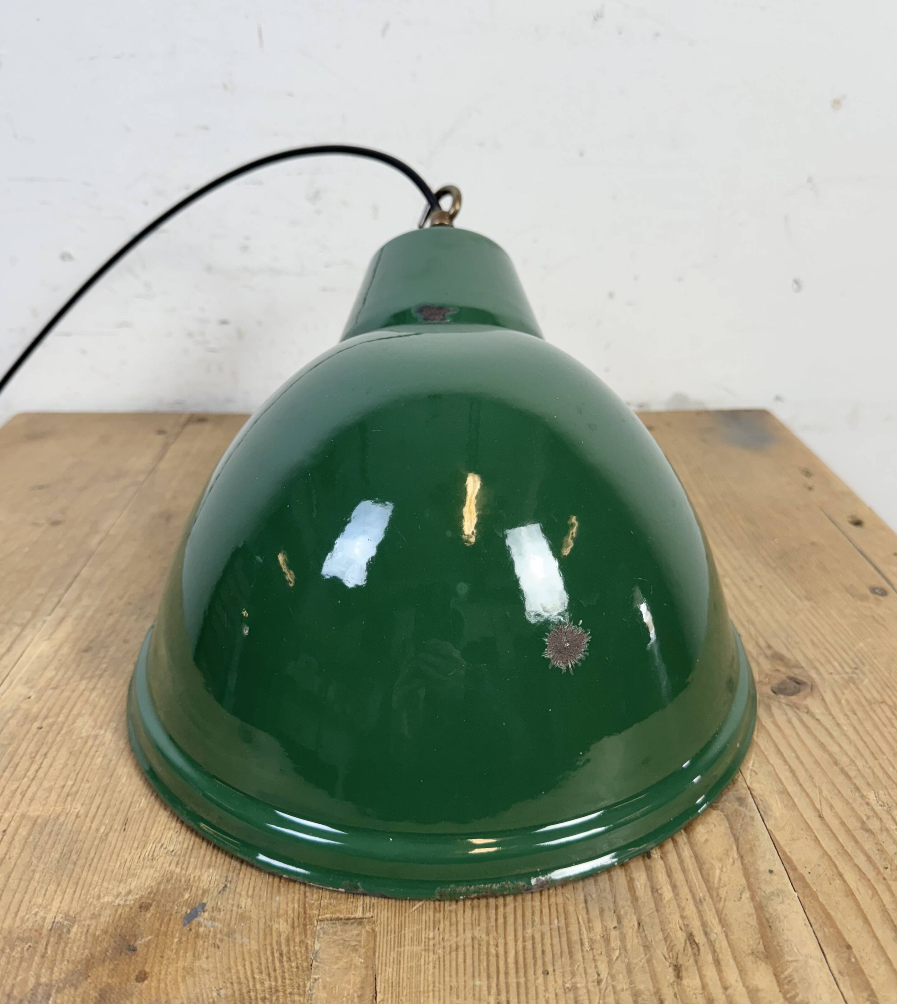 Industrial Green Enamel Factory Pendant Lamp, 1960s