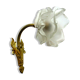 Art Deco art brass carved with acanthus, pink tulip in colorless glass