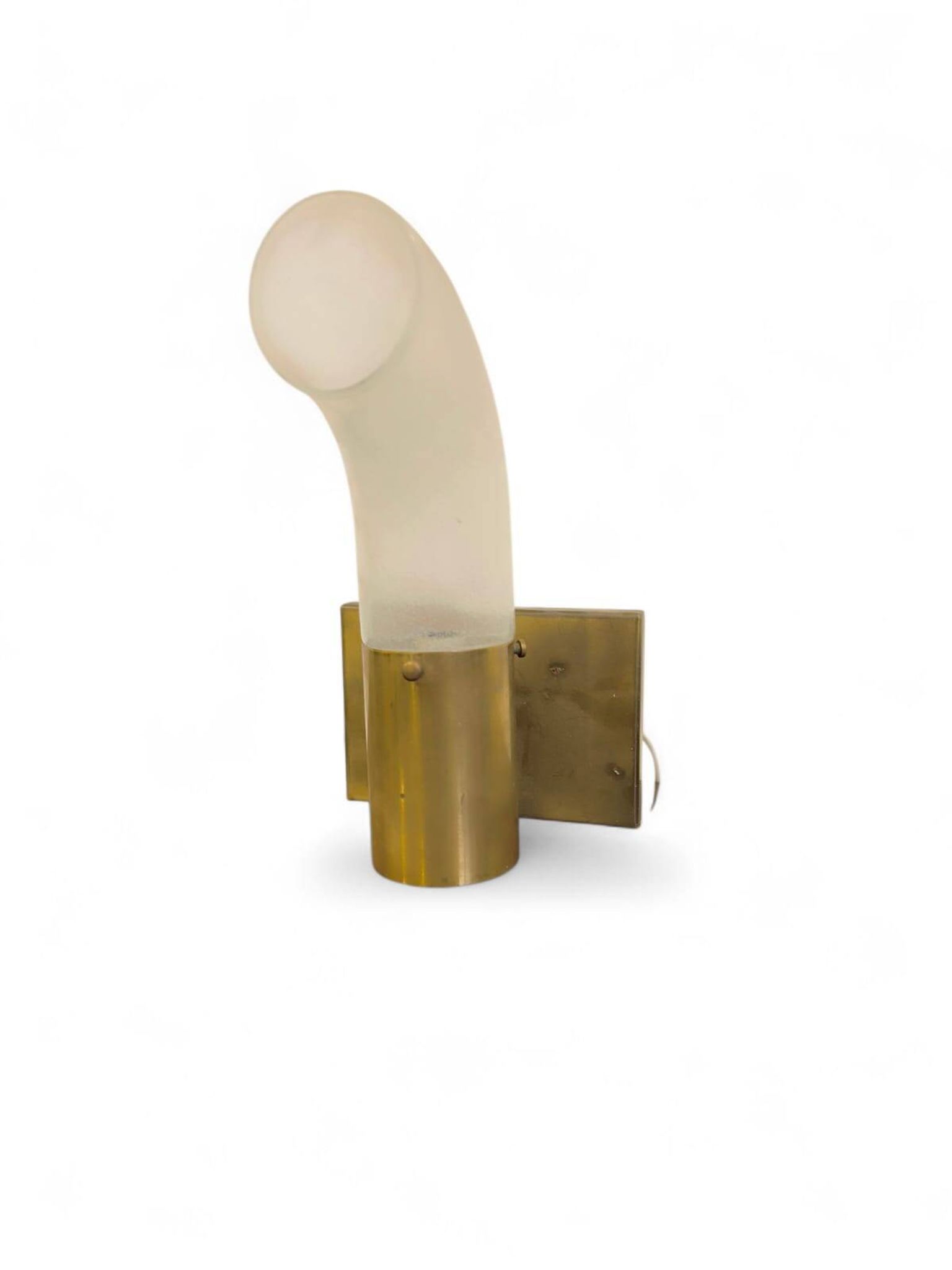 Brass and Pulegoso Glass Wall Lamp attributed to Aldo Nason for Mazzega 1960s