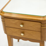 Paire de chevets en sycomore laiton miroir par Jean Pascaud 1940