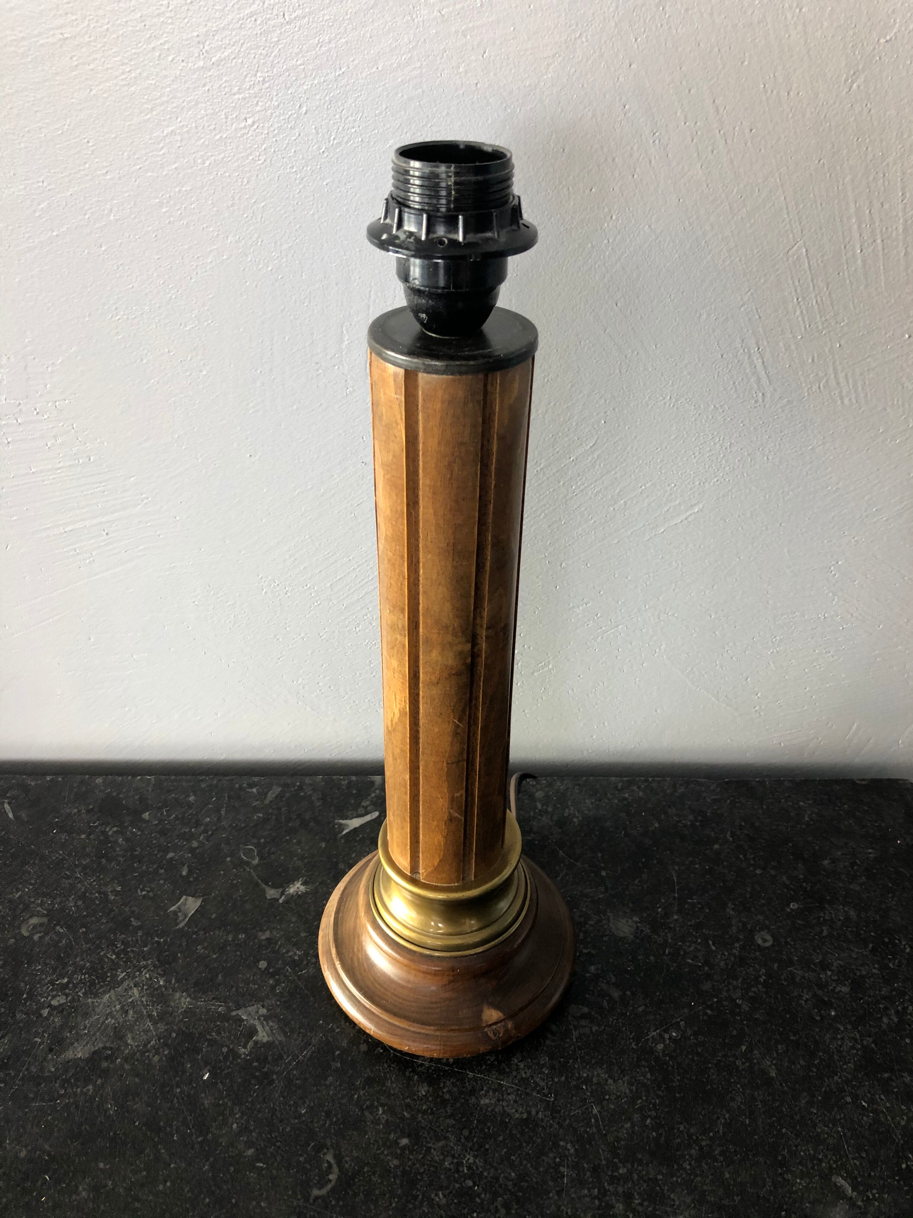 Wooden and brass lamp foot