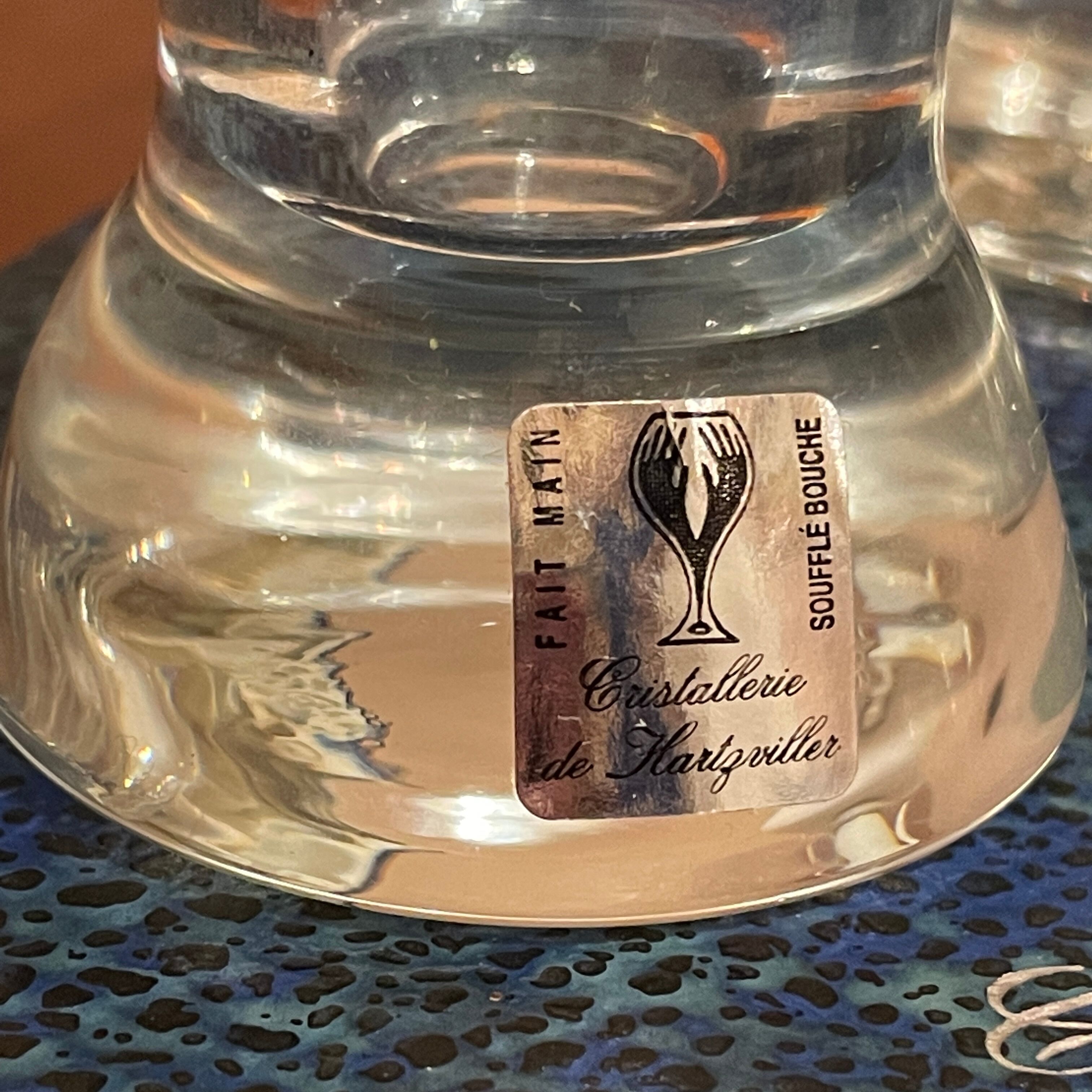 Box of 6 crystal glasses Hartzviller design 50 in box.