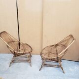 Series of rattan armchairs from the 70s