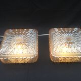 Pair of honey-colored ceiling lights