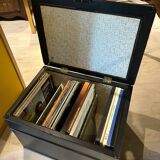 Vinyl storage chest pouf 1970