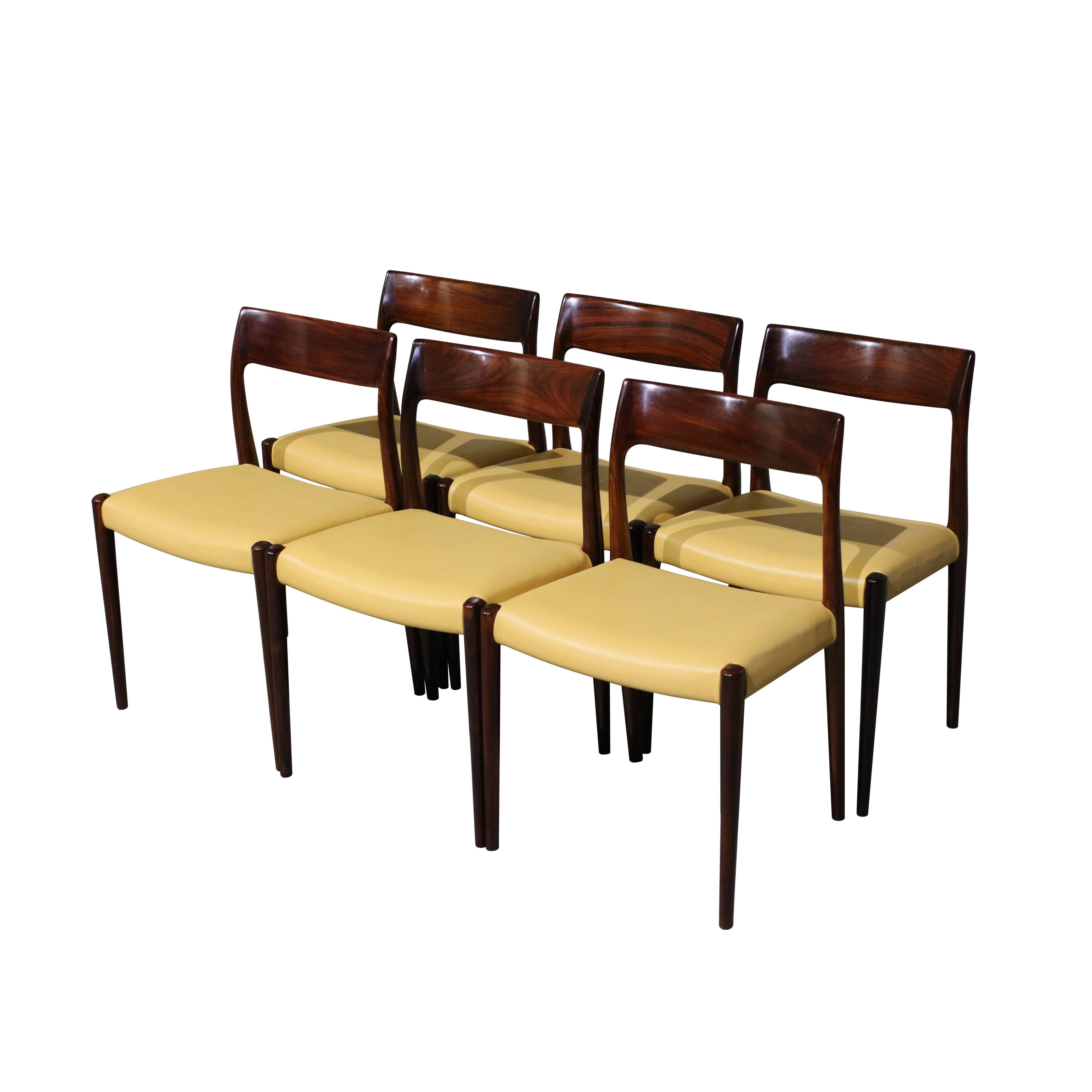 Rosewood Model 77 Dining Chairs by Niels O. Moller, 1960, Set of 6