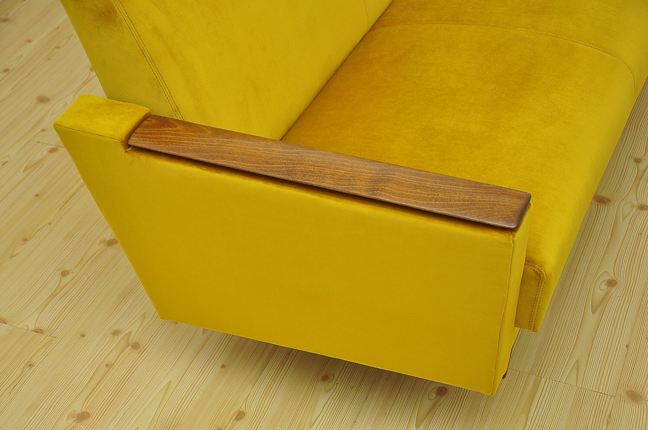 Yellow velvet sofa with fold-out function, 1960s