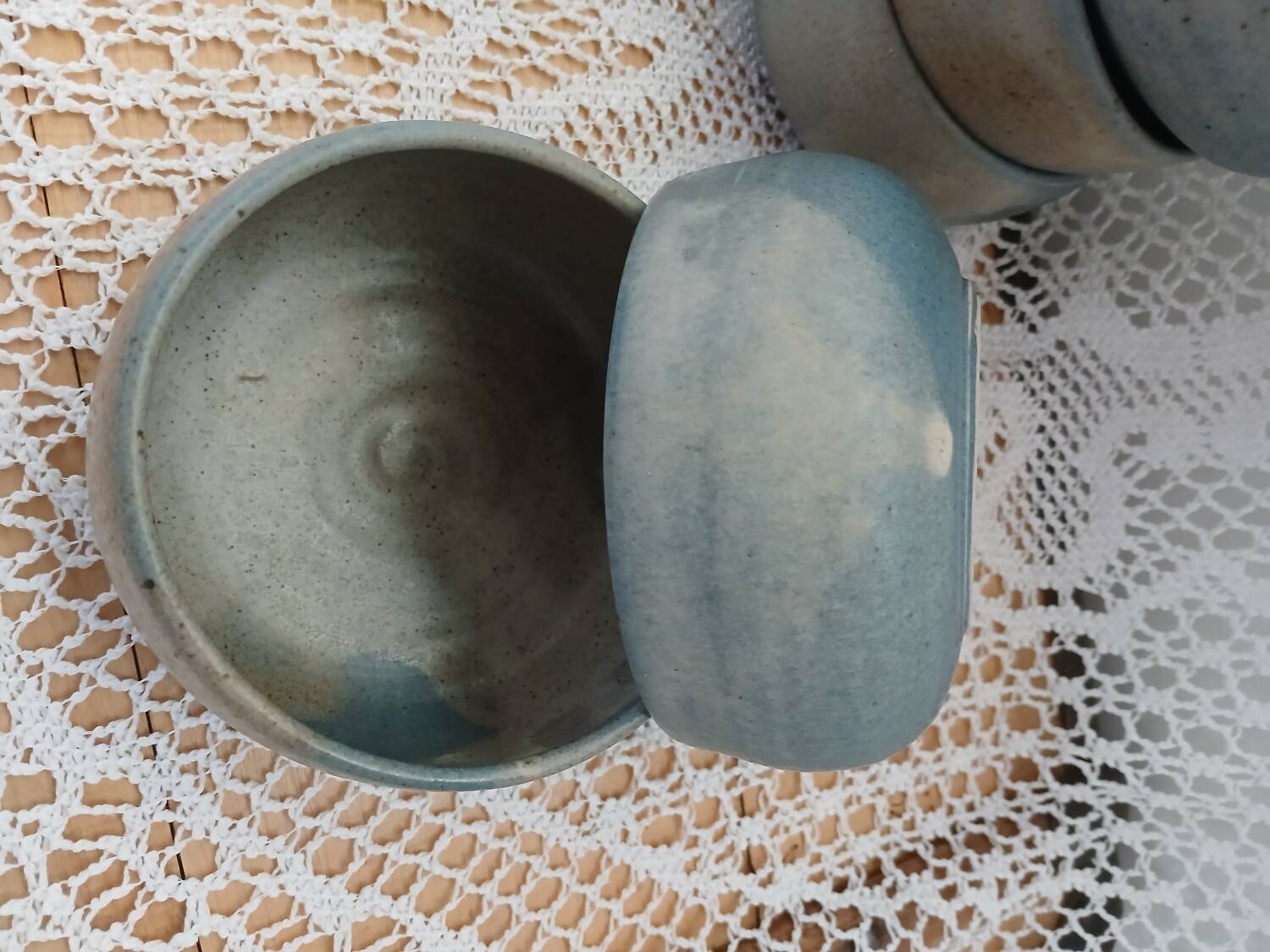5 antique stoneware bowls