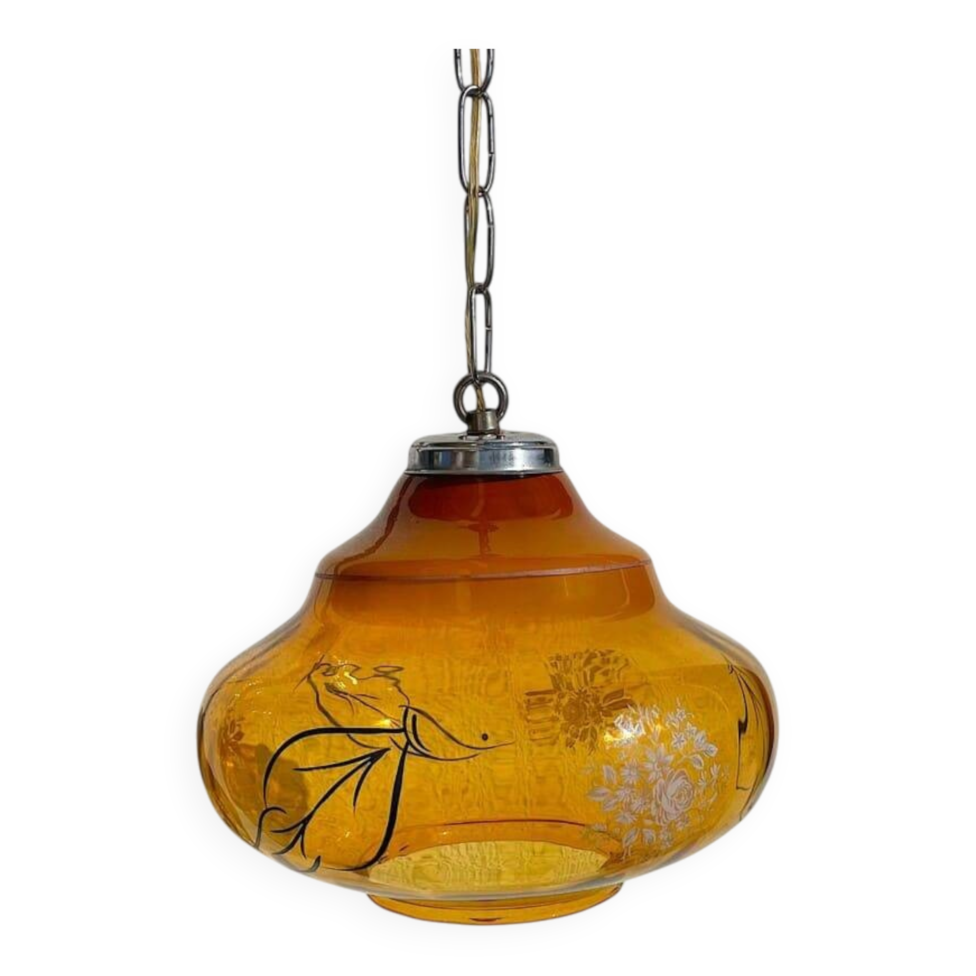 Vintage amber glass romantic hanging light