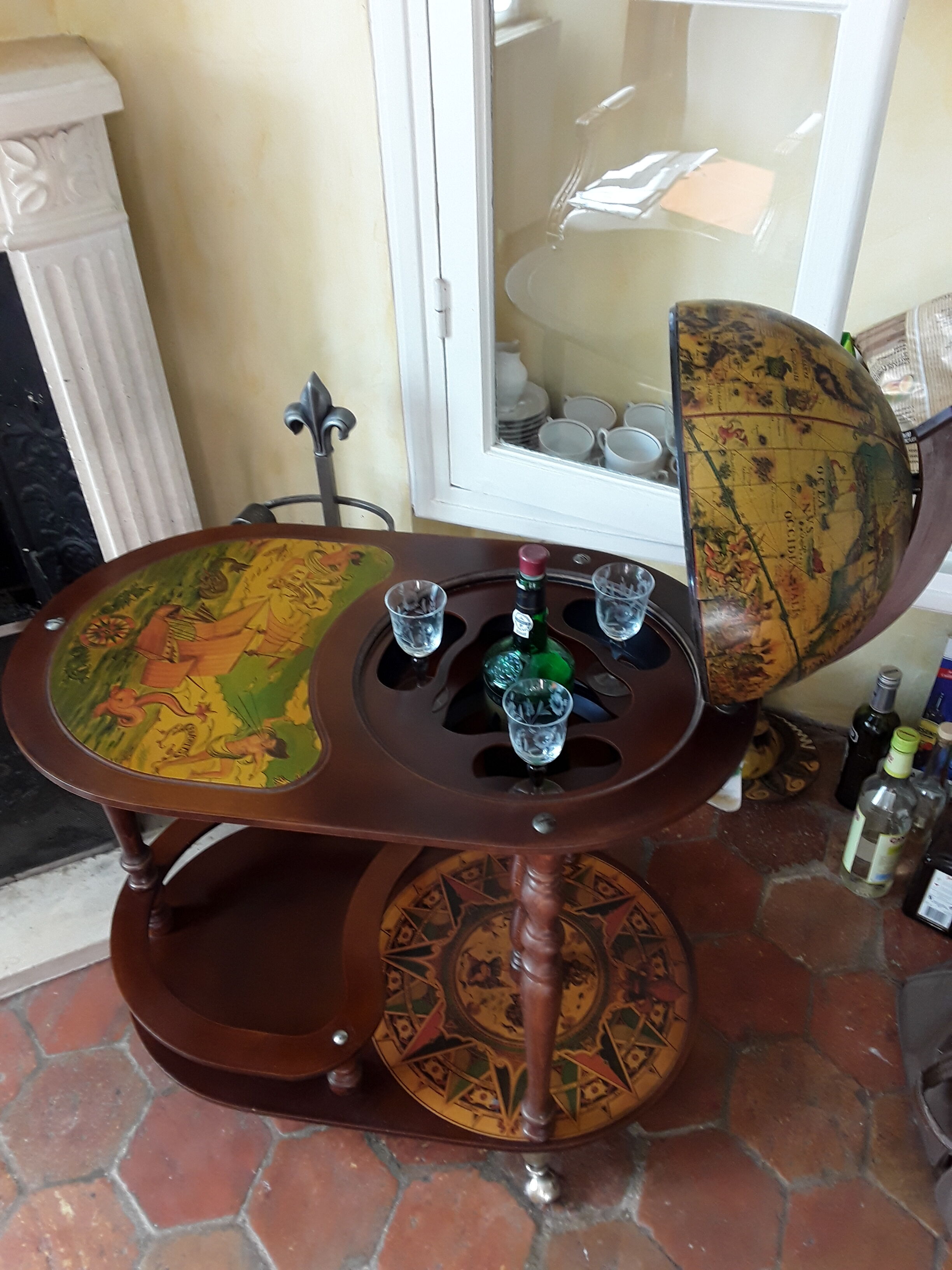 Vintage globe bar trolley