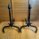 Pair of Fireplace Chenets Cast Iron Pointed 19th Century Vintage