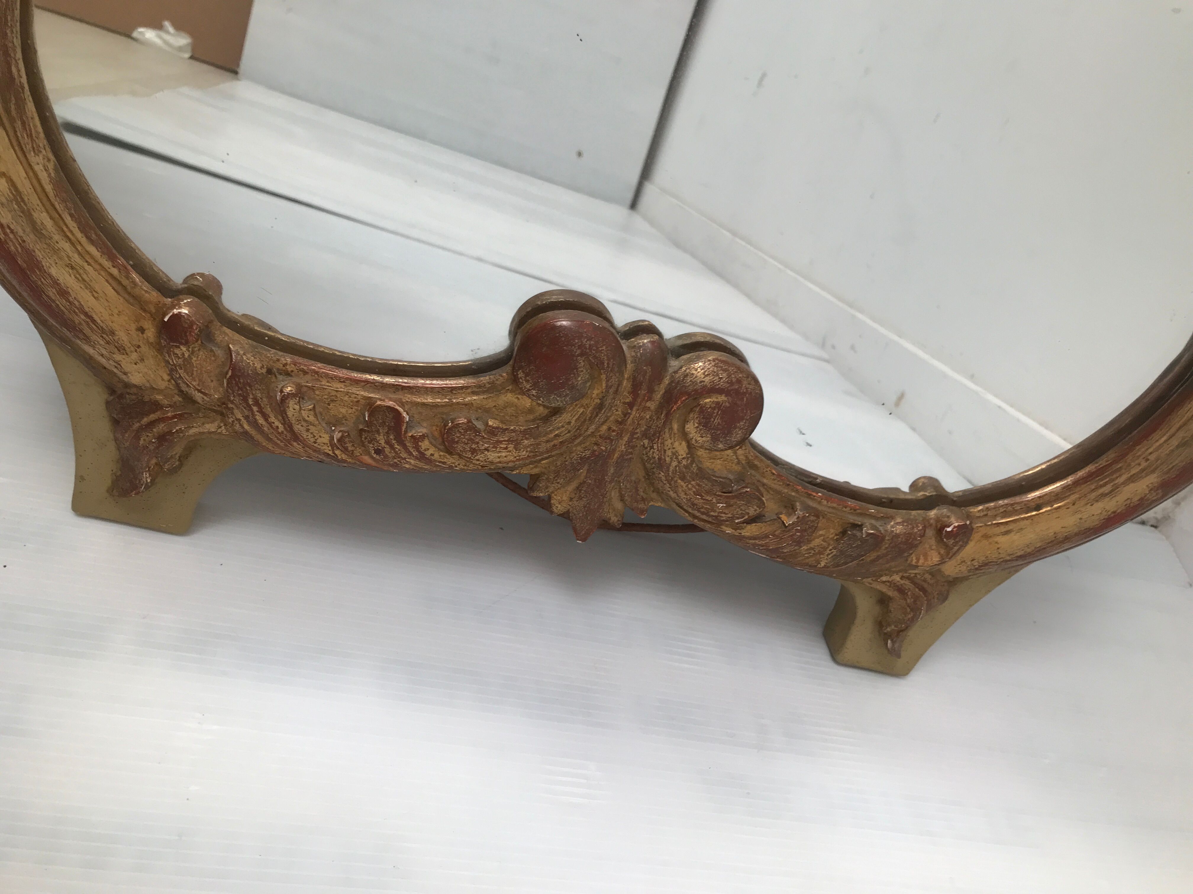 Gilded wooden mirror decoration shell Louis XIV