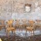 Set of 9 lutherma banana boomerang bistro chairs.