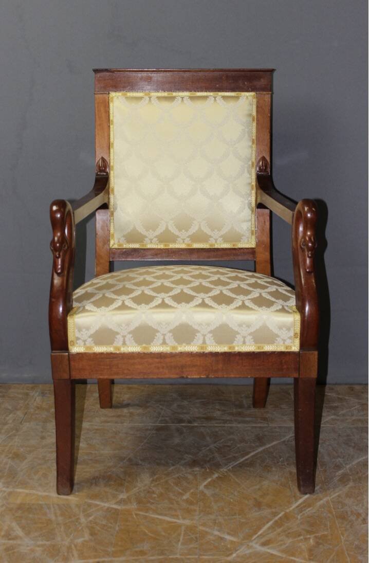 Empire Swan Neck Armchair in Mahogany, Early 19th Century