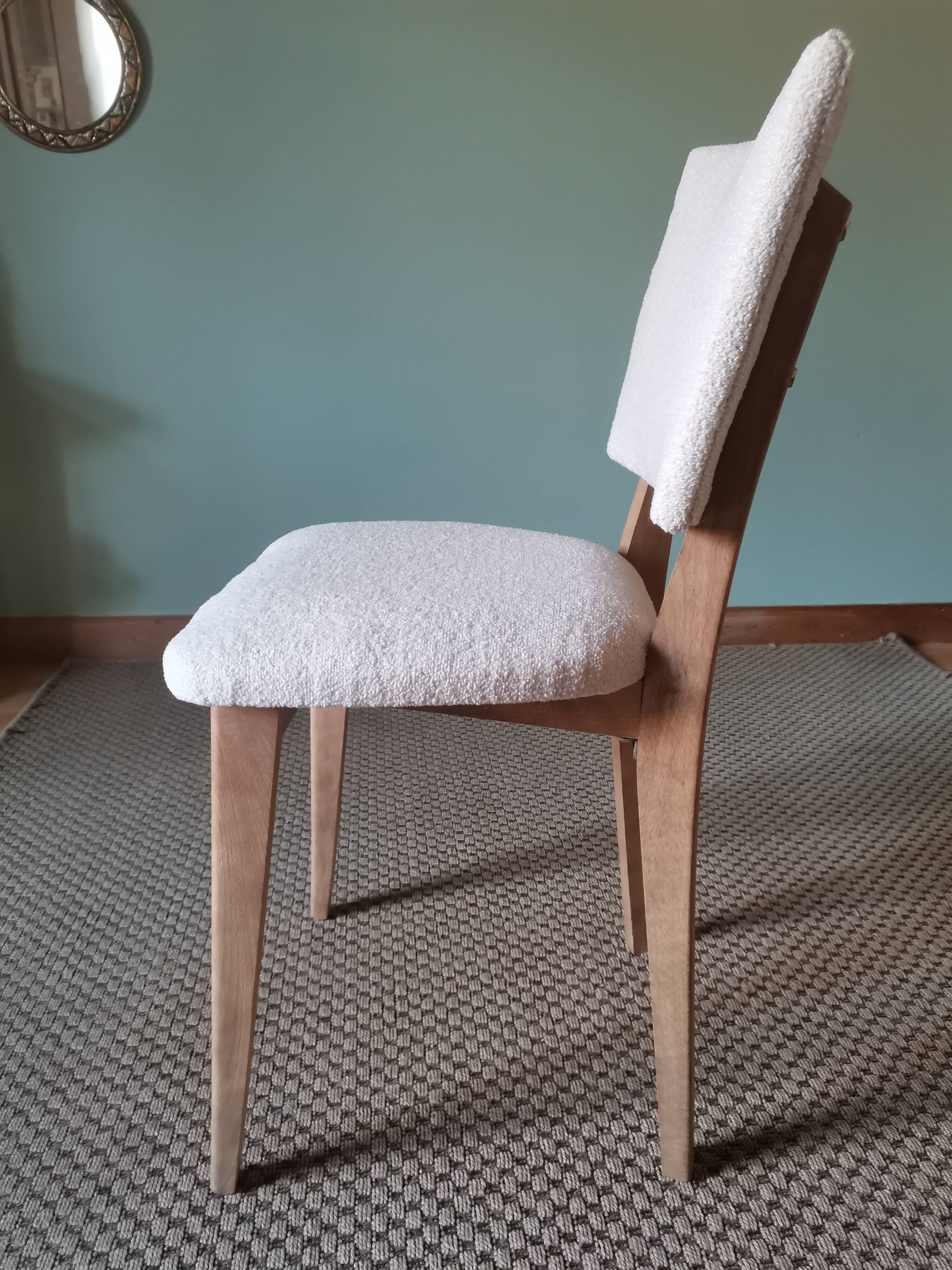 Art Deco white boucle chairs