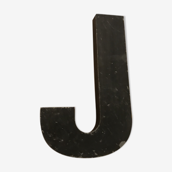 Old zinc metal sign letter J 30 cm