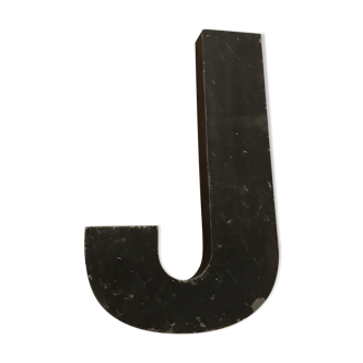 Old zinc metal sign letter J 30 cm