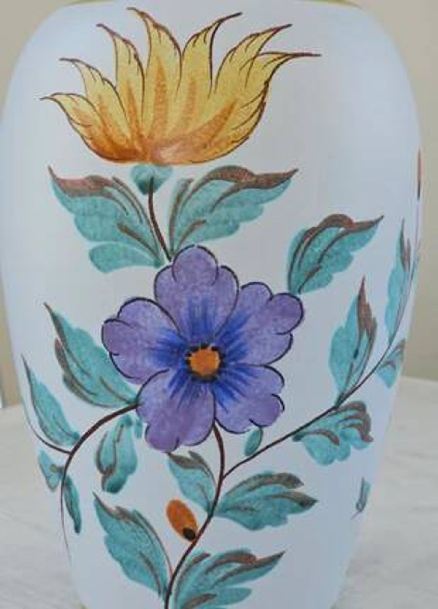 Vase vintage Flora Gouda Holland - Modèle Viola peint à la main