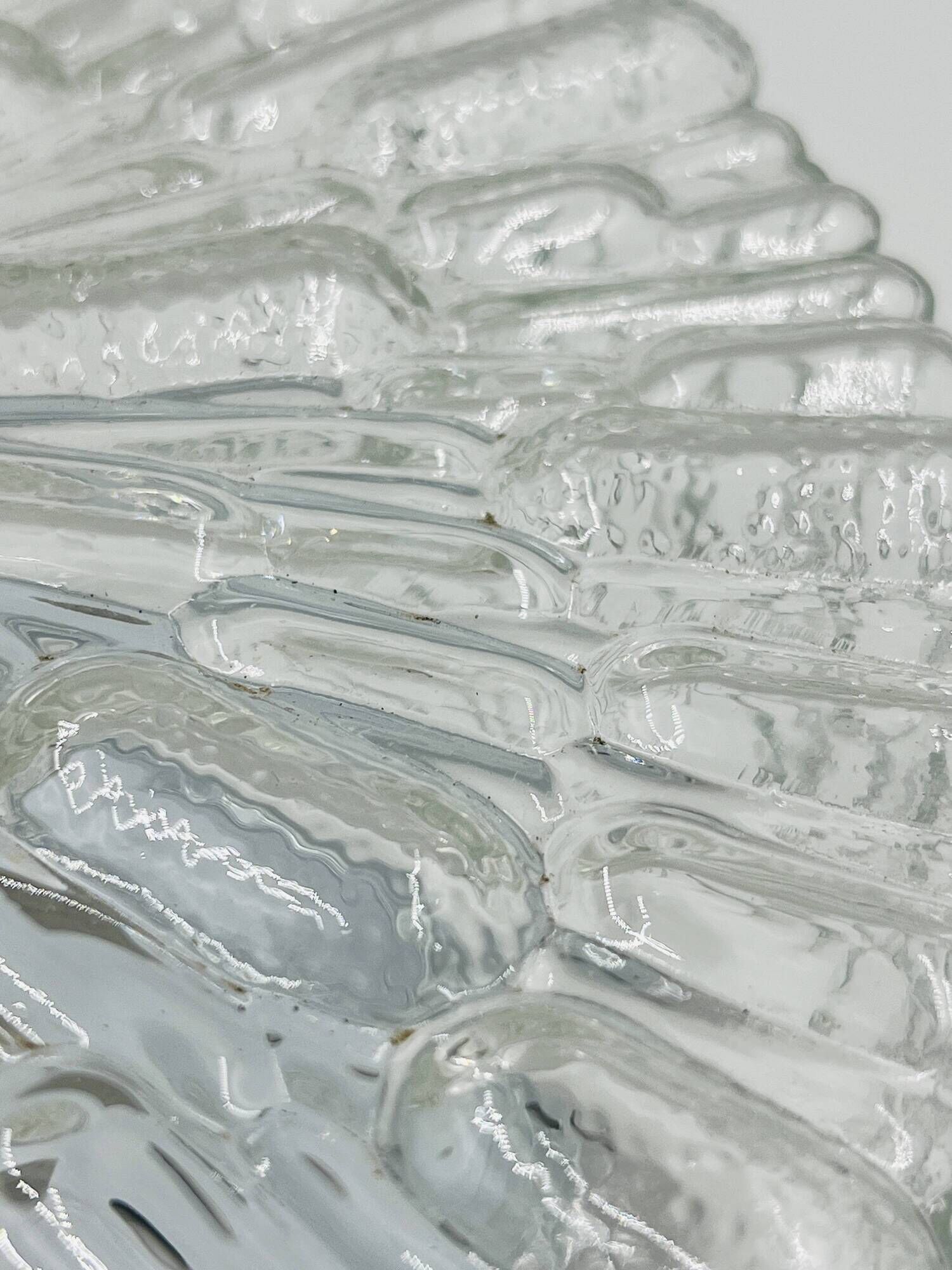 Massive modernist ceiling light in moulded glass