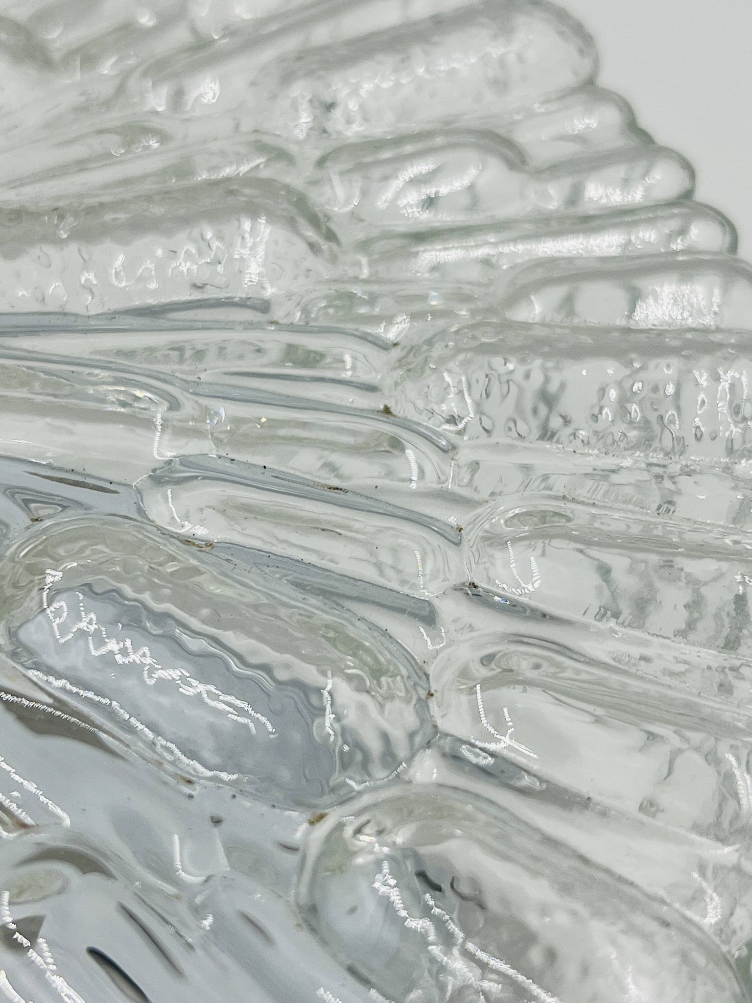 Massive modernist ceiling light in moulded glass