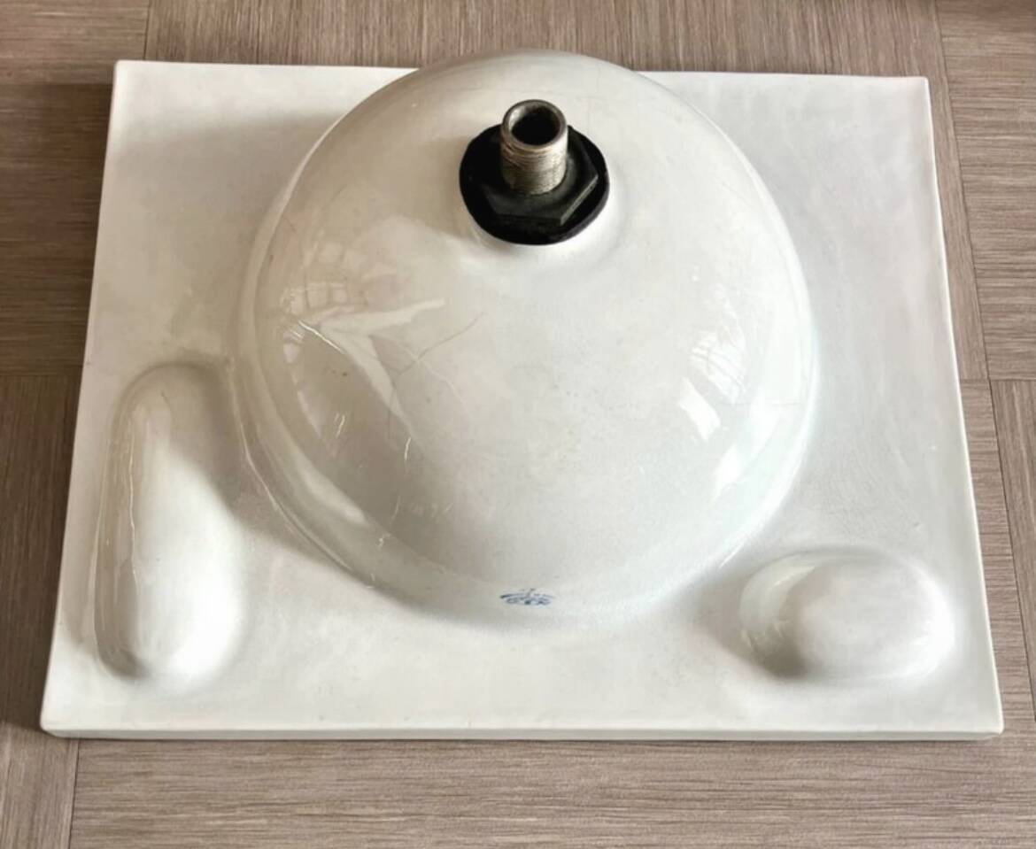 Vintage Blue Decorated Porcelain Washbasin