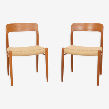 2 dining chairs model 75 by Niels Otto Moller 50/60