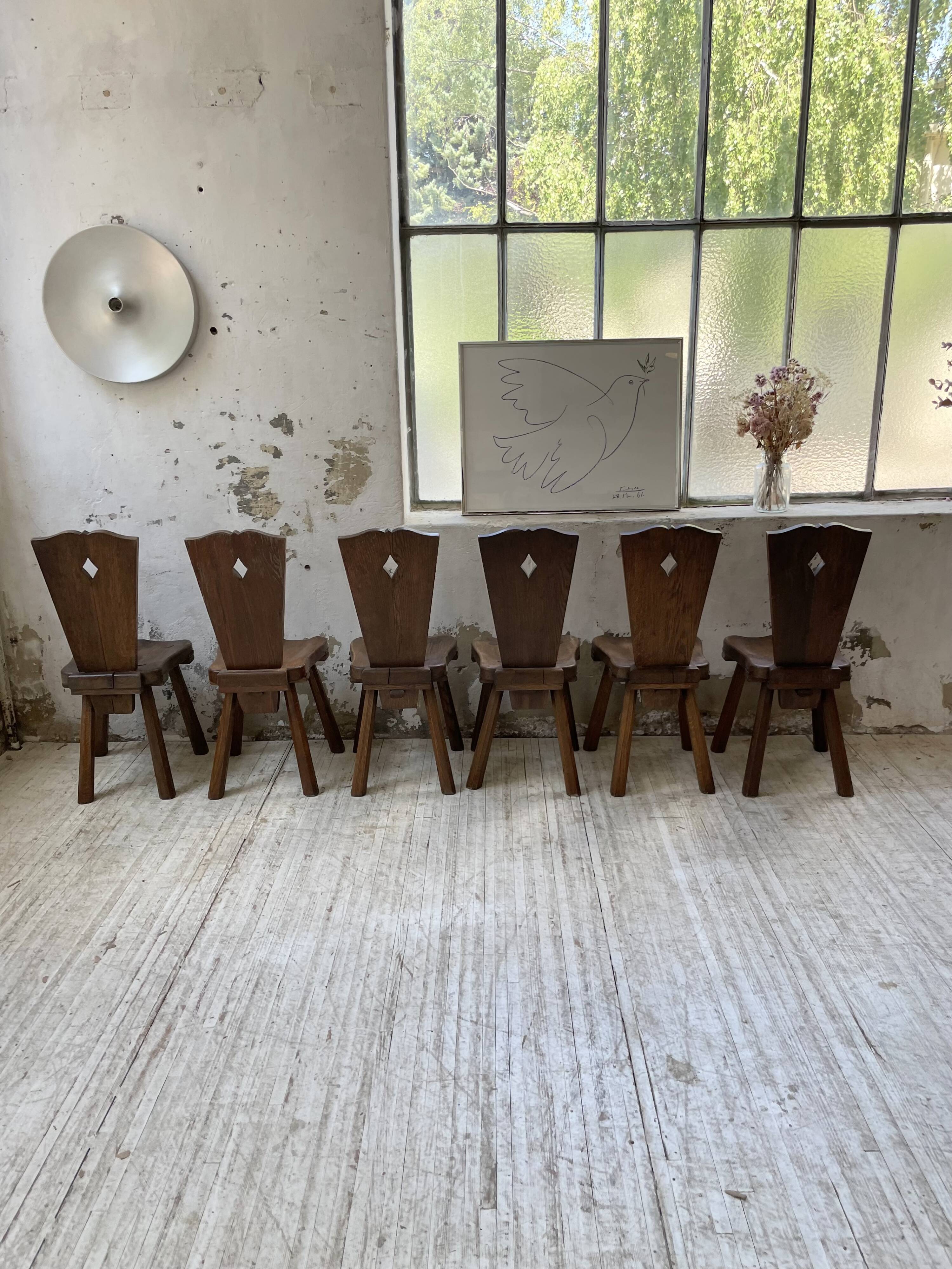 Chaises chêne massif chapo savoyarde art populaire
