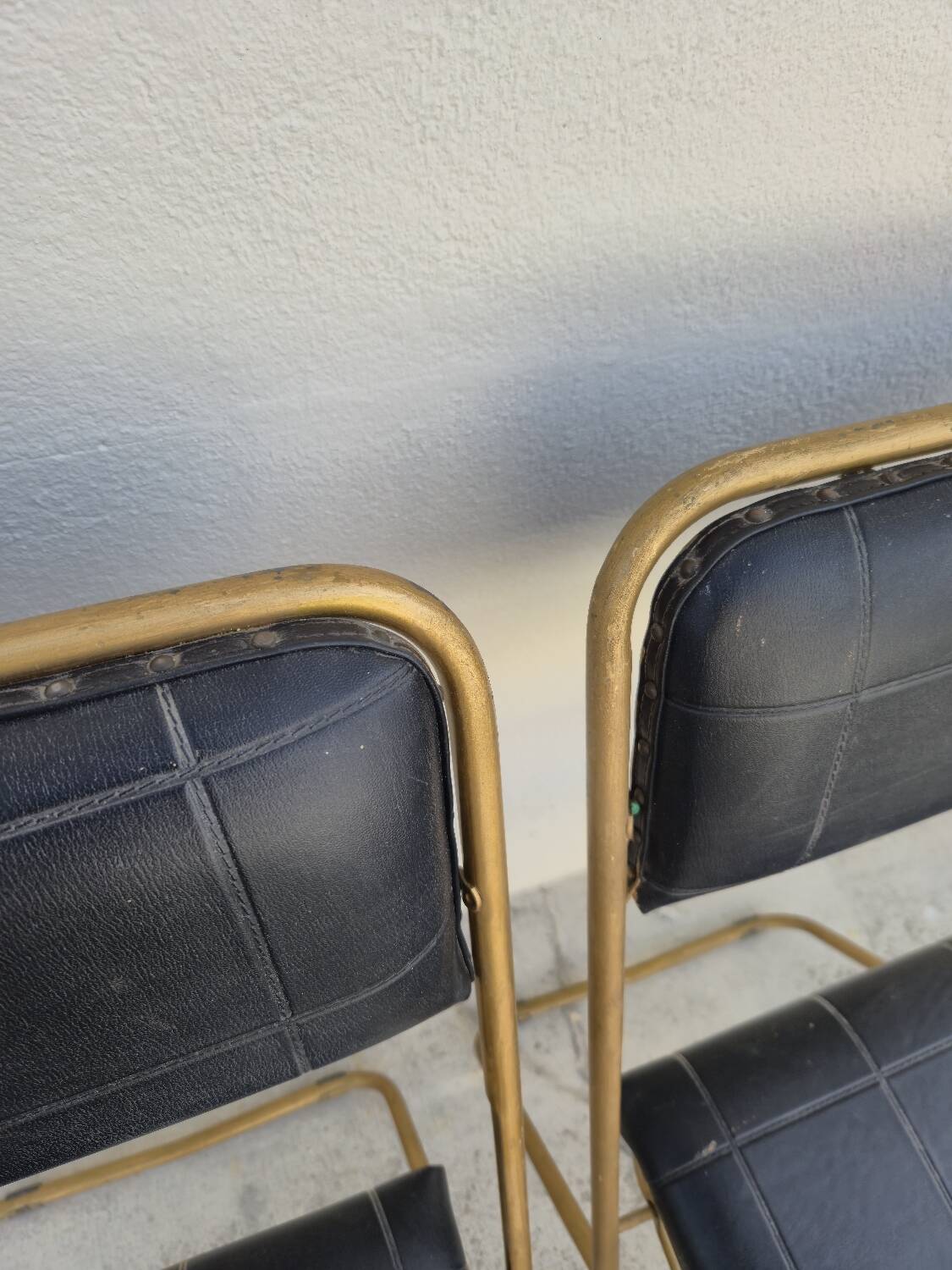 Pair of vintage 1950s Lafuma black folding chairs