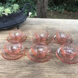 6 cups and under Vintage pink glass Arcoroc cups