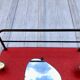 Red coat rack 1950 mirror free form brass hooks