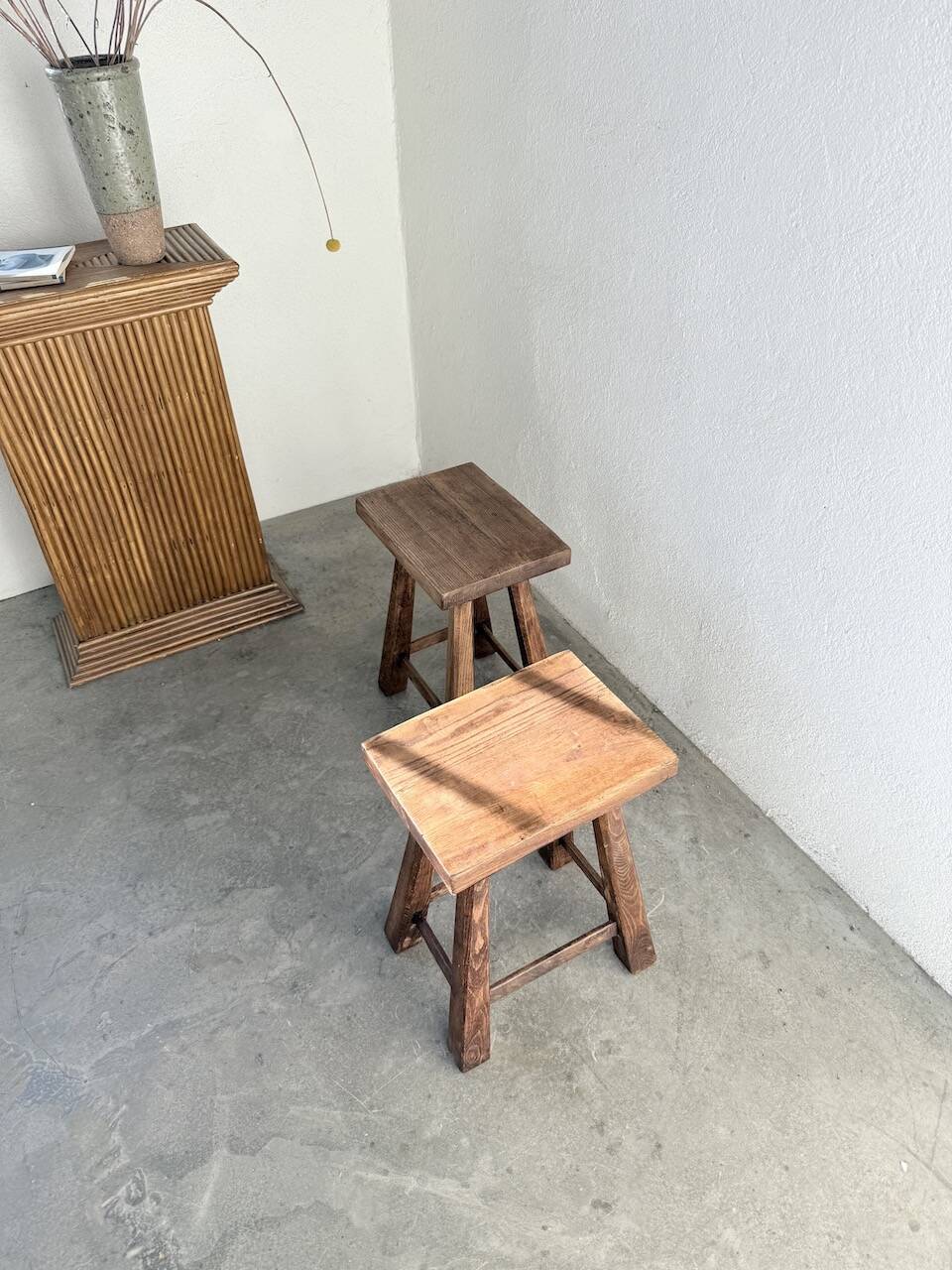 Pair of oak stools from the 1960s.