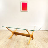 Scandinavian mahogany and glas coffee table by Illum Wikkelso for CF Christiansen Silkeborg, 1960s