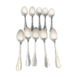 Set of 10 old silver spoons