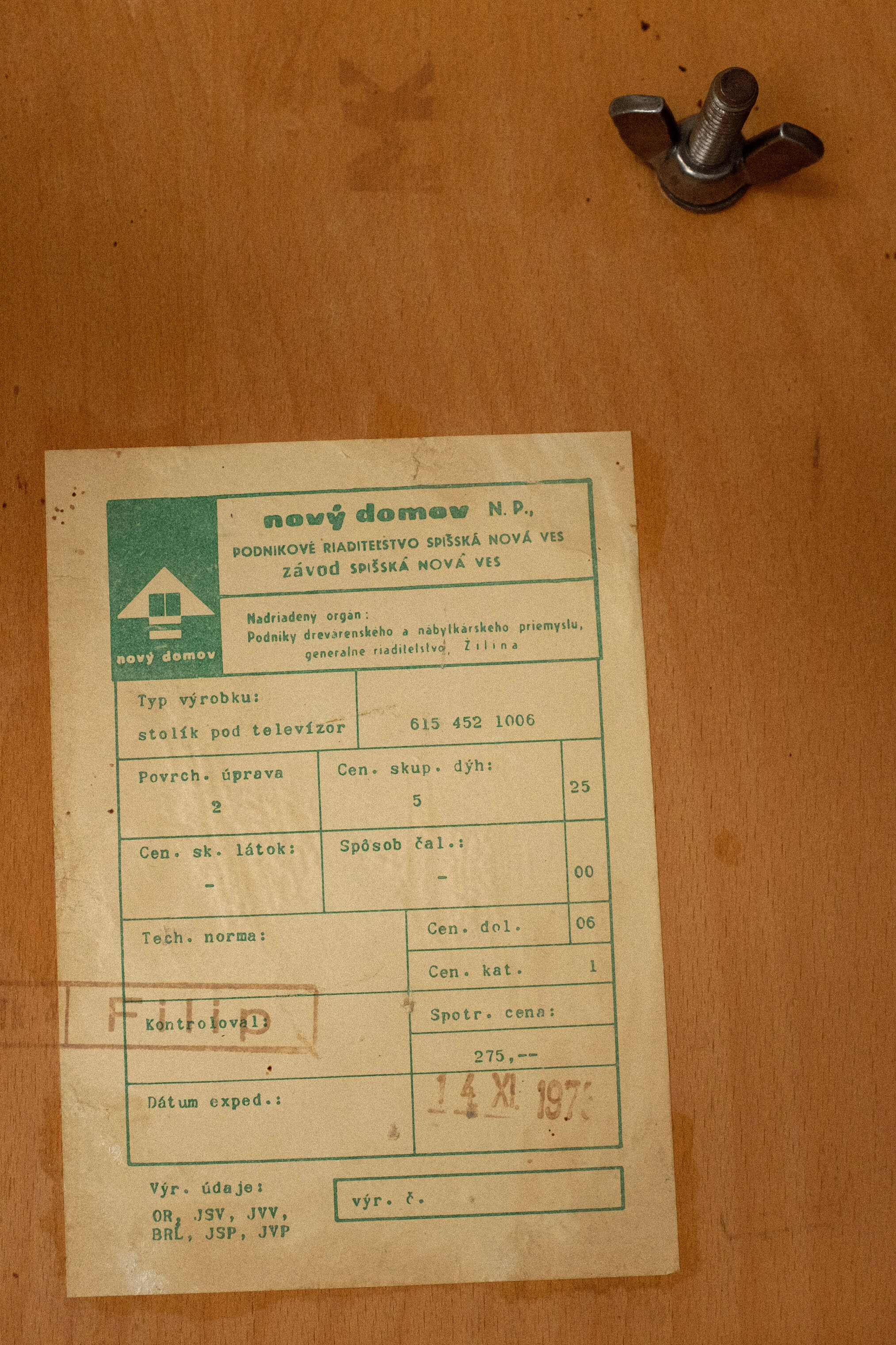 Vintage Czechoslovak Wooden TV Side Table by Nový Domov, 1970s