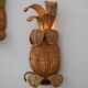 Pair of "pineapple" wall lights in rattan