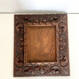 Cadre ancien sculpté à la main en bois de cèdre 21,5 cm x 19 cm