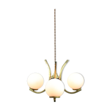 Lustre mid-century en laiton et opaline, italie