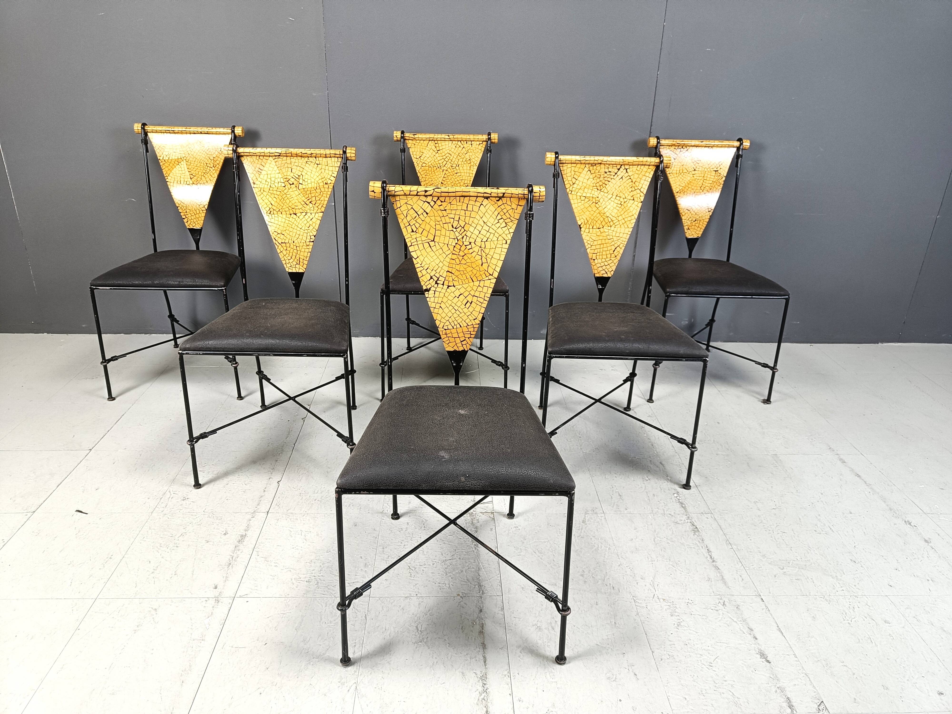 Set of 6 post modern dining chairs, 1970s