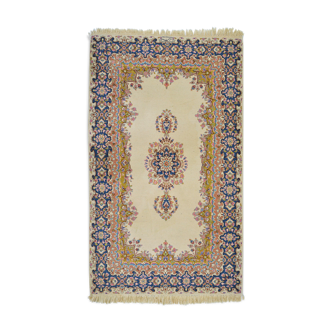 Persian floral pink wool/silk oriental carpet/rug, signed circa 1960s