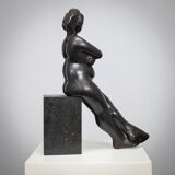 Seated female sculpture by Francine Govers, Netherlands, 1990s