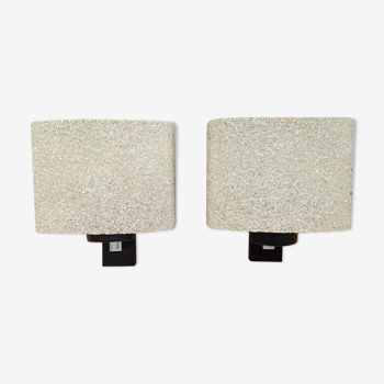 Pair of wall lamps in perspex granité deisgn 60