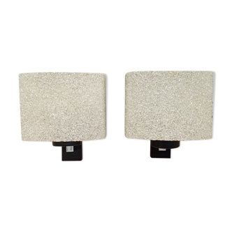 Pair of wall lamps in perspex granité deisgn 60