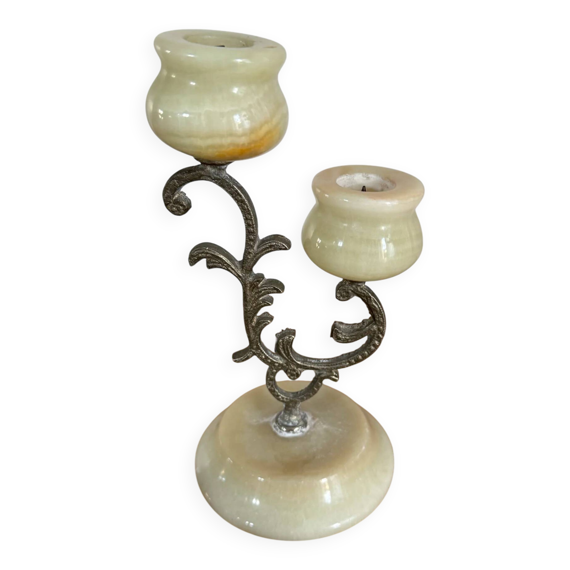 Brass onyx chandelier