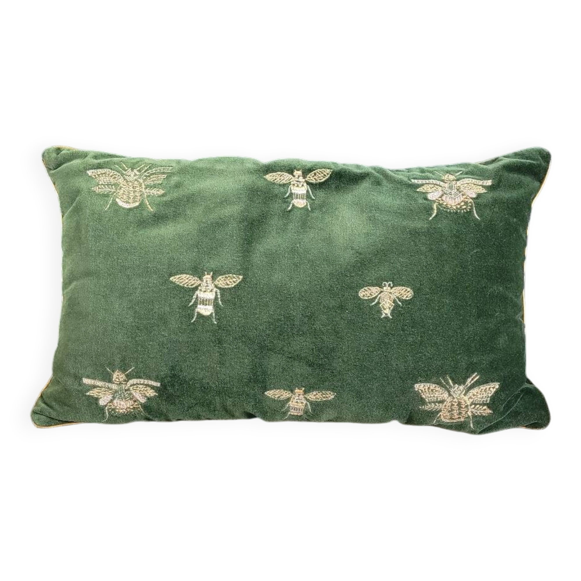 Coussin en velours motifs brodés abeilles
