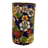 Flowered cloisonné enamel vase