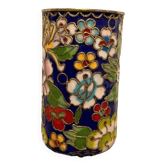 Flowered cloisonné enamel vase