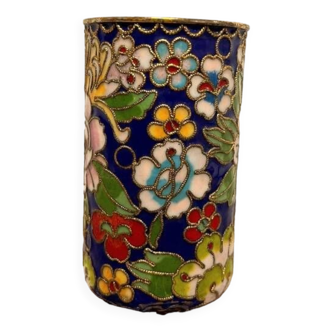 Vase émail cloisonné fleuri