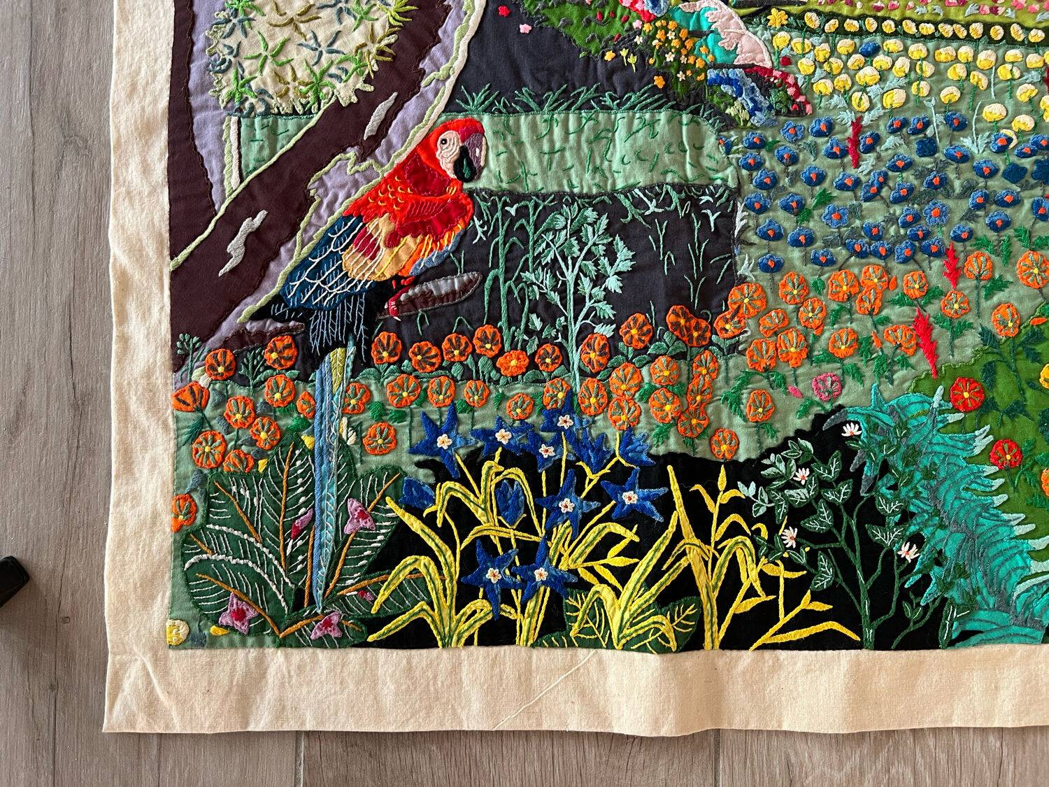 Embroidered wall hanging