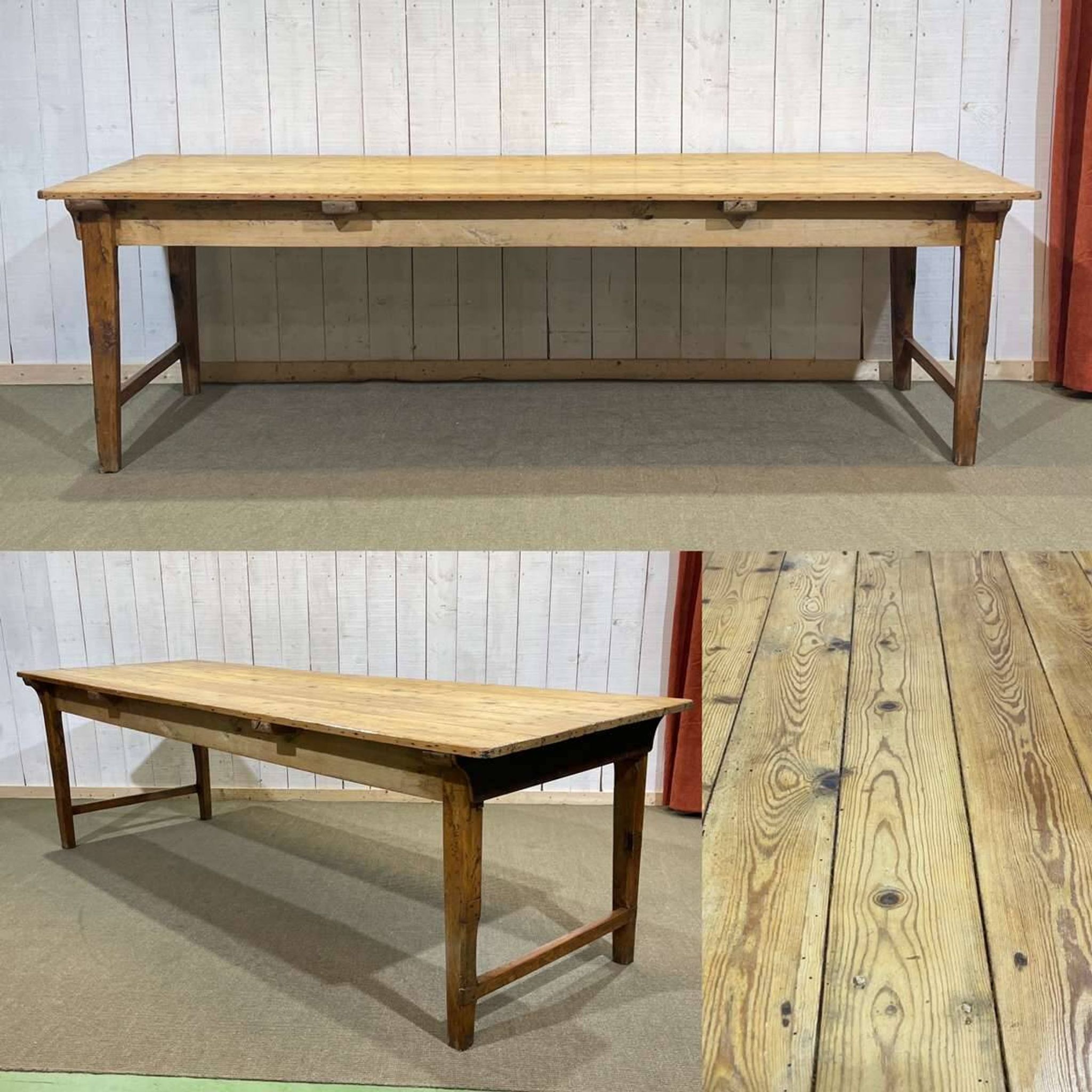 Early 20th-century farmhouse table made of fir, elm, and chestnut.