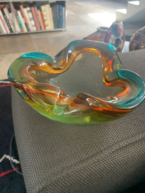 Cendrier en verre de Murano forme trèfle